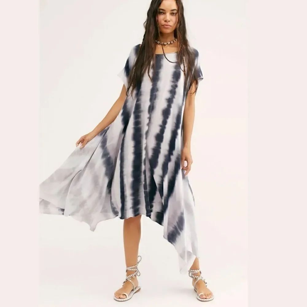 NEW FREE PEOPLE DREAMLAND TIE DYE MAXI TEE DRESS